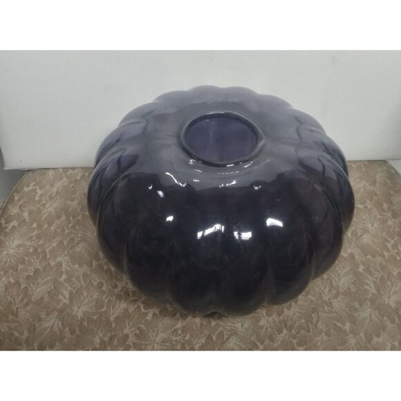 Gunnel Sahlin Vase Ikea Large glass Purple flash paint 1990s Pumpkin shaped 9.5" - Picture 3 of 10